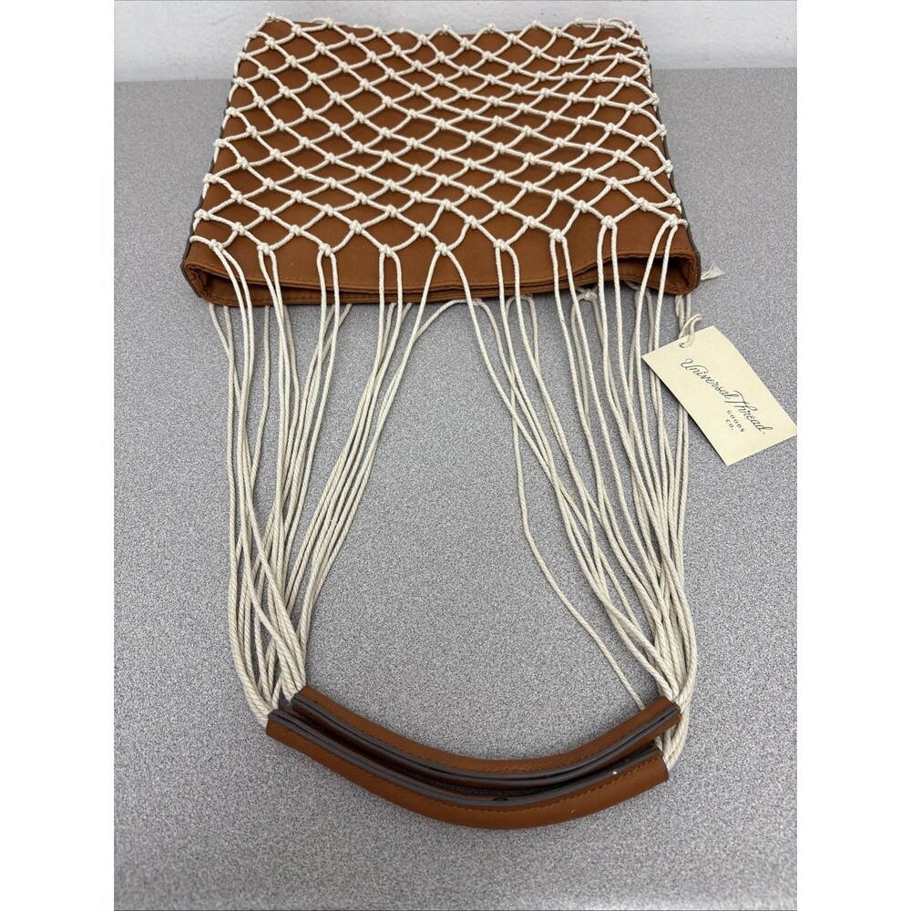 Universal Thread Brown Leather Textile Faux Net Overlay Women's Shoulder Bag - Picture 8 of 8